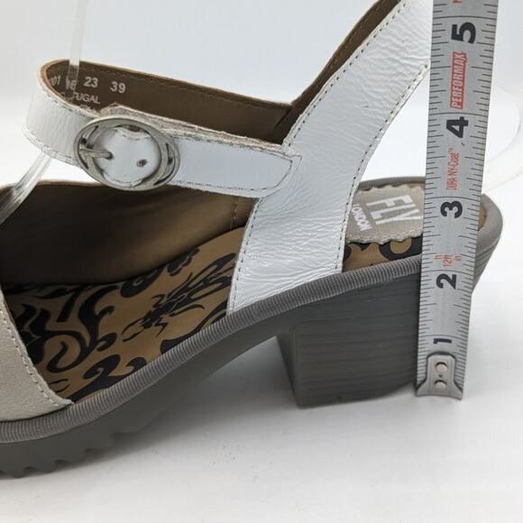 Fly London Wely Silver Off White Leather Lug Sole Sandals Hook Loop Strap 39 - Picture 8 of 10
